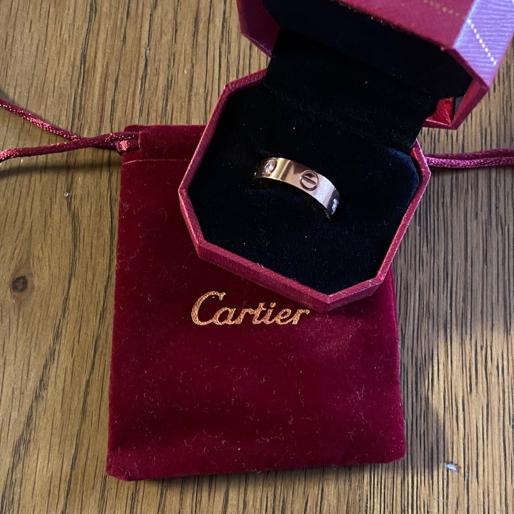 Cartier Pink Gold Band with Diamond Accents